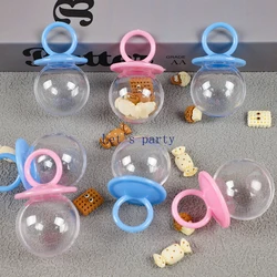 6Pcs Transparent Plastic Pacifier Nipple Candy Boxes Gift Packing Box for Baby Shower Gender Reveal Birthday Party Decoration