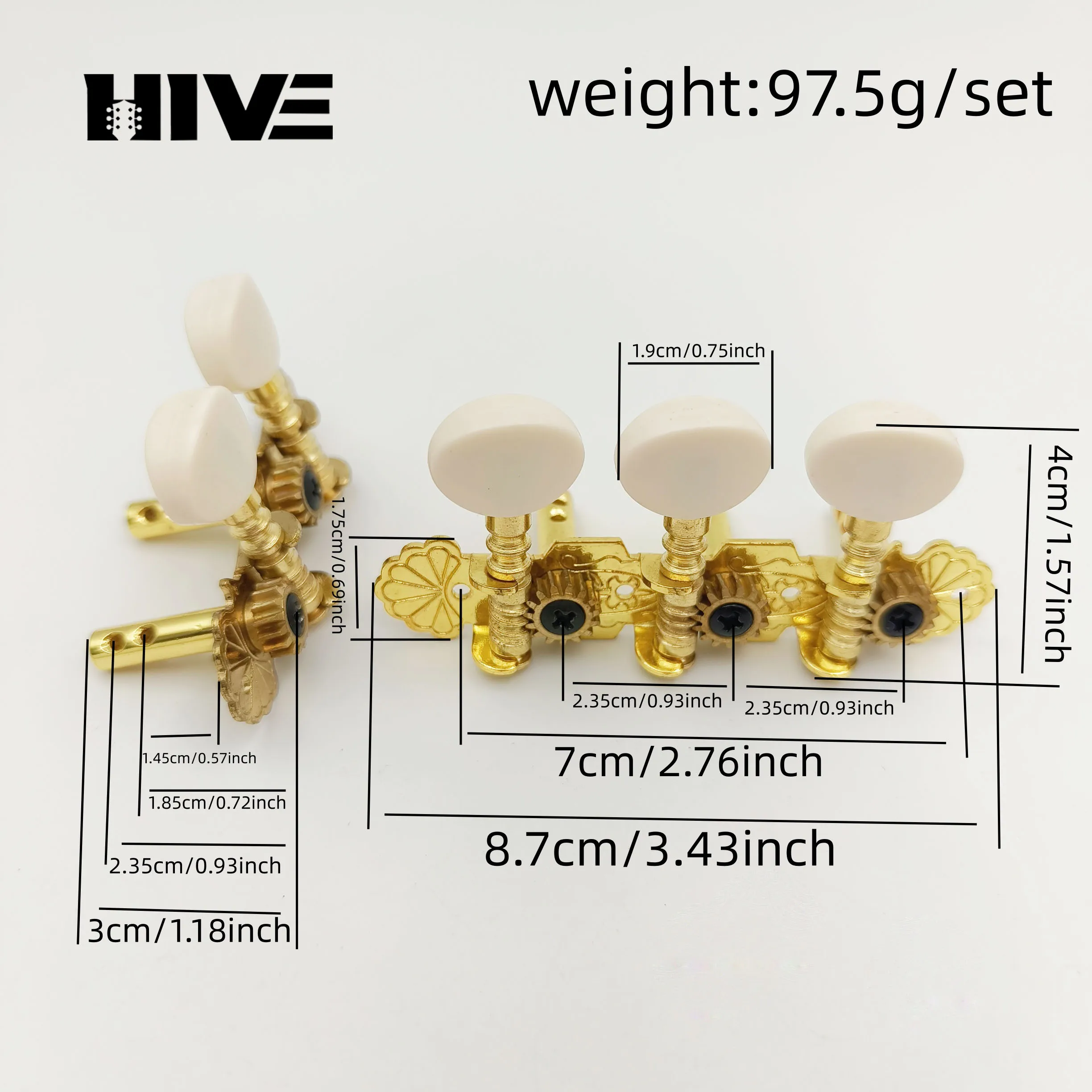 Exquisite High-Quality Retro Gold Folk Guitar Tuning Peg 3R2L 5-string Double-hole Metal Gear Guitar Tuning Pegs
