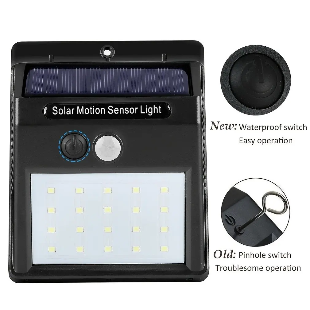 20 led lâmpada solar com sensor de movimento pir, luz parede, impermeável, melhor para ao ar livre, decoração do jardim