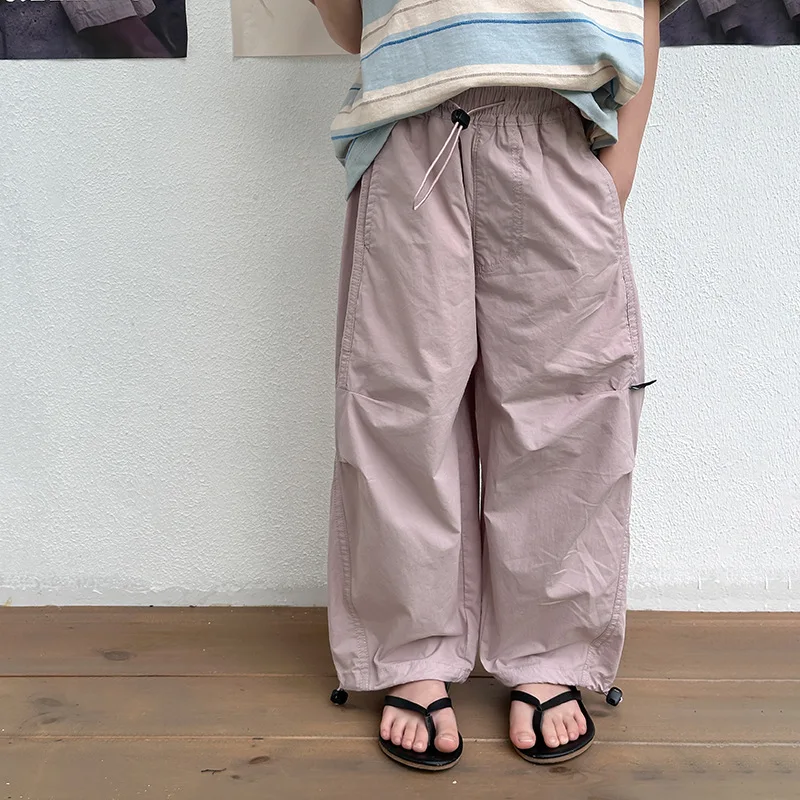 Summer Children's Loose Outdoor Hiking Work Pants for Boys and Girls, Stylish and Foldable, Thin Mosquito Proof Pants Trendy