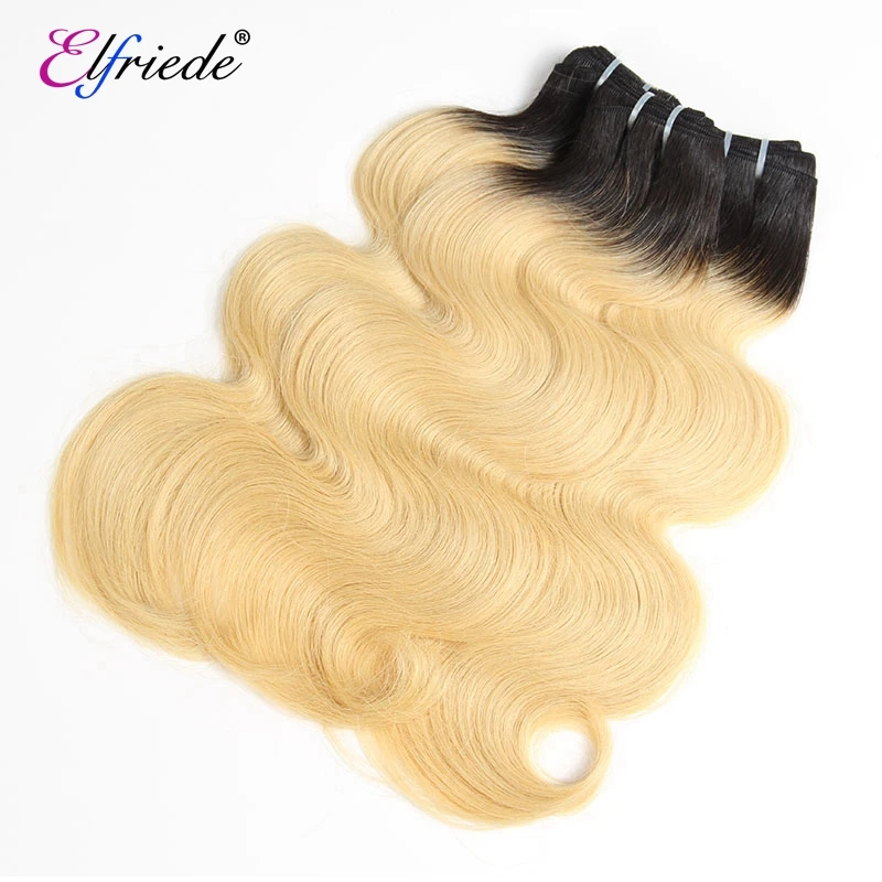 Elfriede # T1b613 Blonde Body Wave Bundels Met Sluiting Braziliaanse Rmey 100% Menselijk Haar Weeft 3 Bundels Met Kanten Sluiting 4X4