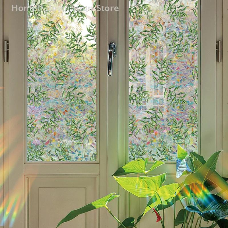 Colorful Rainbow Bird Pattern Prismatic Window Film Reusable No-Adhesive Static Cling Rainbow Sun Catcher Decal For Home Decor