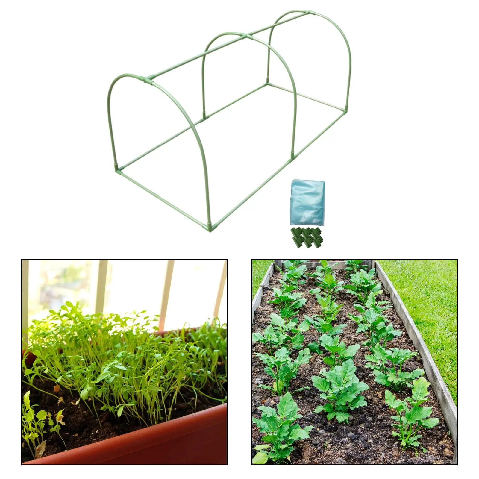 DIY Assembled Kit Outdoor Mini Greenhouse with Insulation Cover Iron Tube Frame for Yard Garden Patio, Backyard Accessories