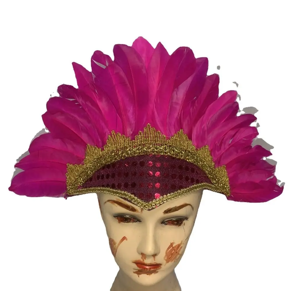 Fashion Adjustable Feather Headdress Head-mounted Hair Band Chief Headdress Retro Vintage Carnival Costume Headwear Adult