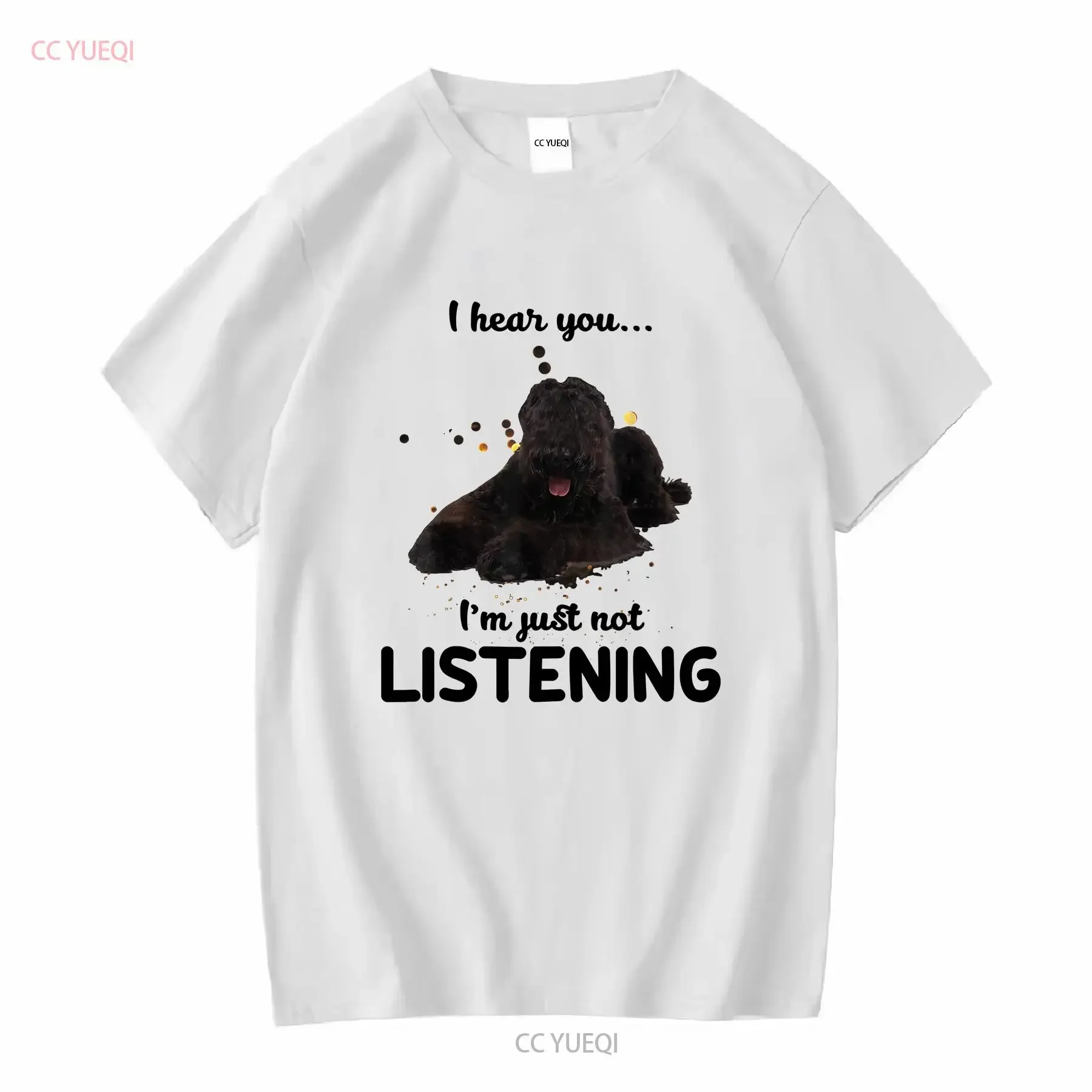 Black Russian Terrier Dog I Hear You Not Listening T Shirt long or short sleeves vintage Washed Top For Everyday Wear