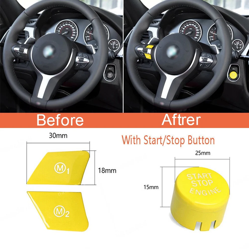 Yellow Engine Start Stop Switch Button Steering Wheel M1 M2 Switch Button for -BMW M2 M3 M4 M5 M6 X5M X6M M Sport