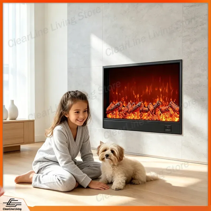 for Simulation Flame Fireplace Decorative Cabinet with Light Villa Electronic Fireplace Living Room Embedded Fake Fire TV