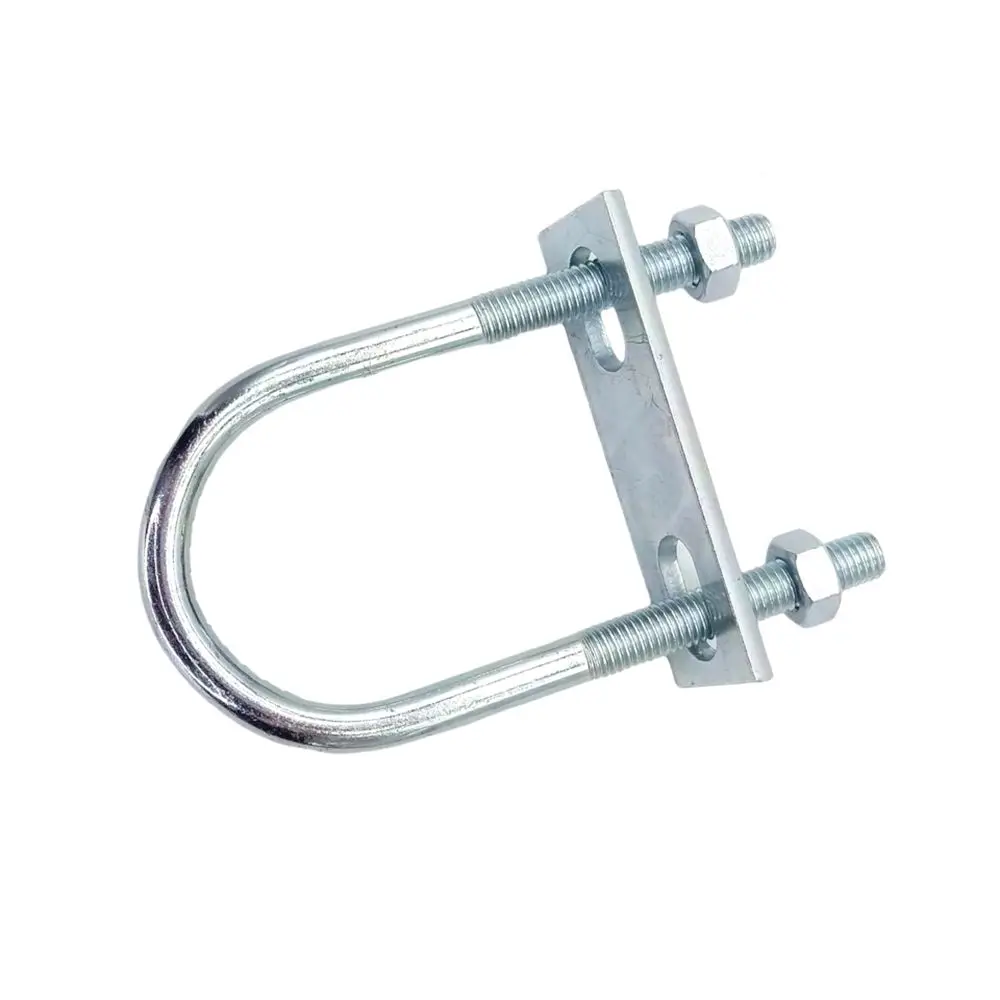 1Pcs New Galvanized Q235 Carbon Steel M8 Round Tube Clamp With Baffle Screws Round Bolt Right Angle U-bolt for Round Tube