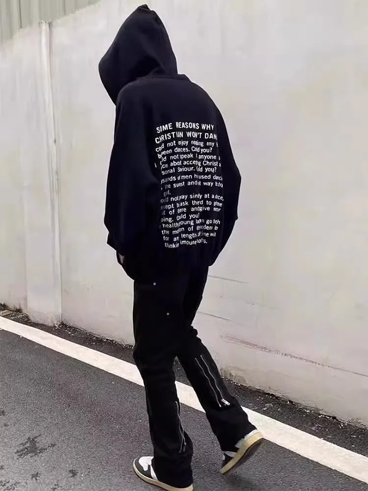 2024 High Street Hot selling ERD Melancholy Cross Letter Hooded Zipper Men's and Women's outerwear WY911