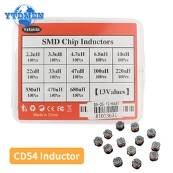 130PCS SMD CD54 Power Inductor Kit 2.2uH~680uH 13 Types CD54 Inductor Assortment Set High-Quality Diy Electronics with Box