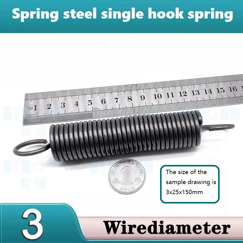 Spring steel single hook spring,Oven spring ,Line dia3mm,Outer Dia25mm,Length180/200/220/250/280/300mm,Support customizations.