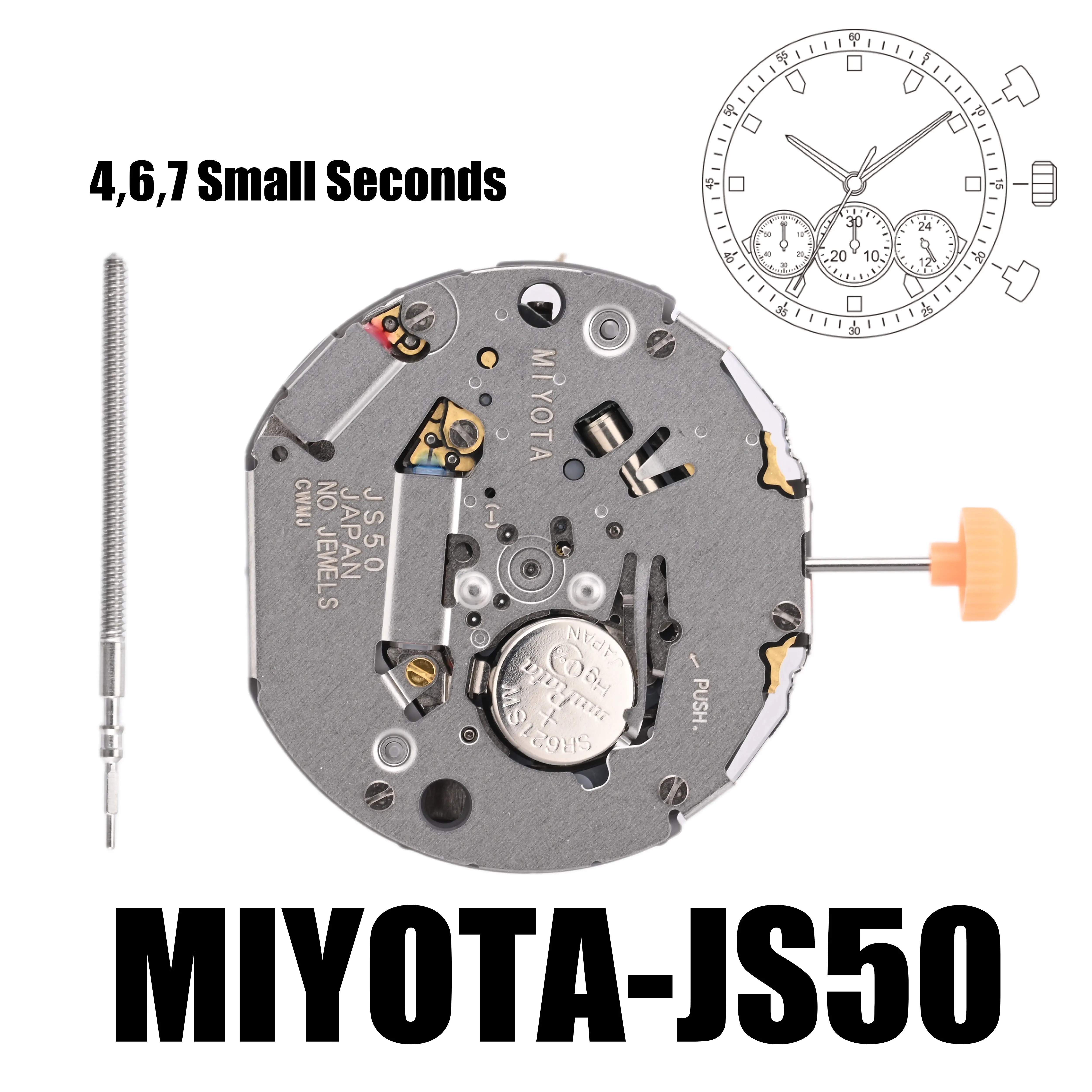 Genuine JS50 Movement Japanese Miyota JS50 Movement 4,6,7 Small Seconds