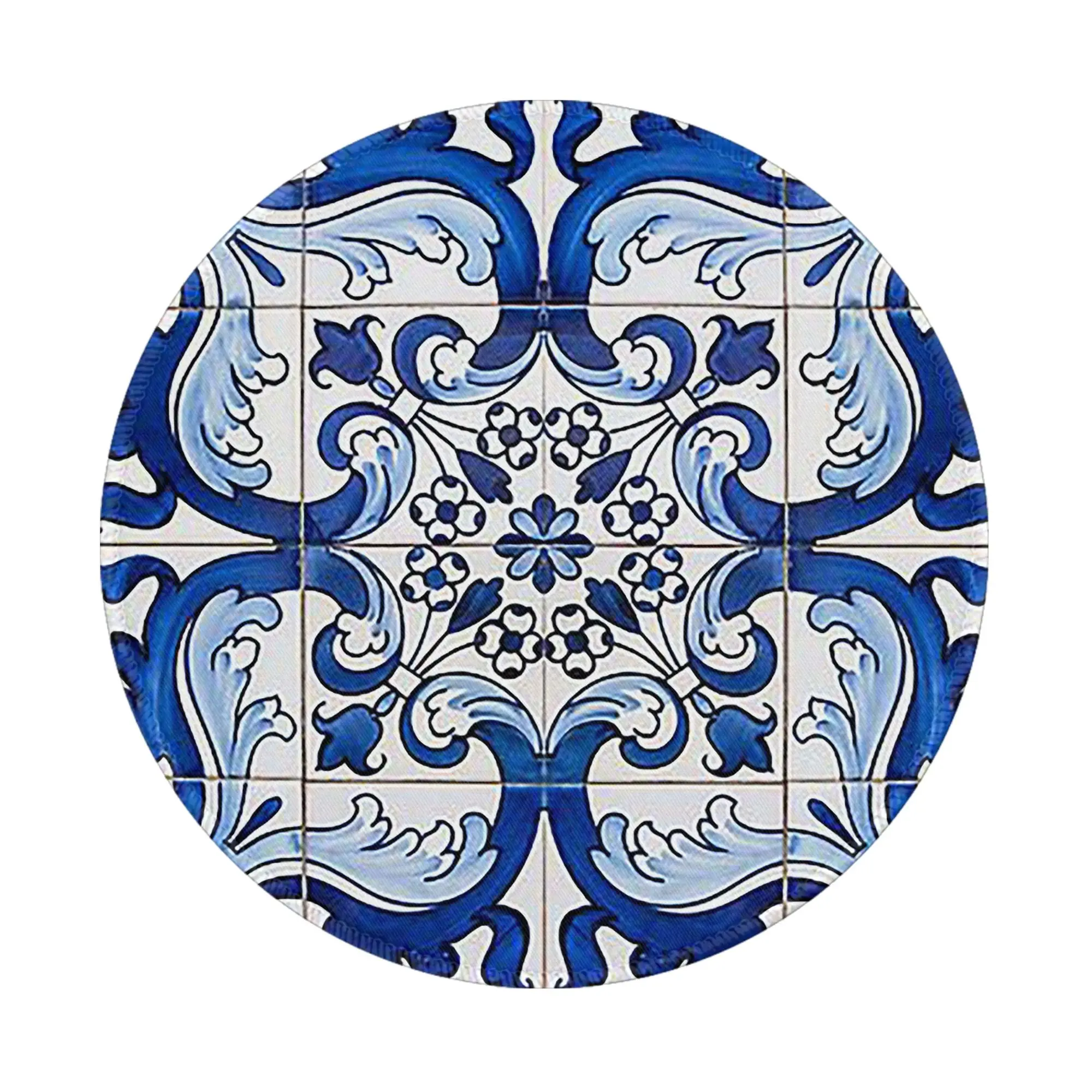 Antique Classic Lisbon Blue Azulejo Tile Floral Mouse Pad Computer Keyboard Mouse Mat Gamer PC Laptop Desk Mat Office Table Mats