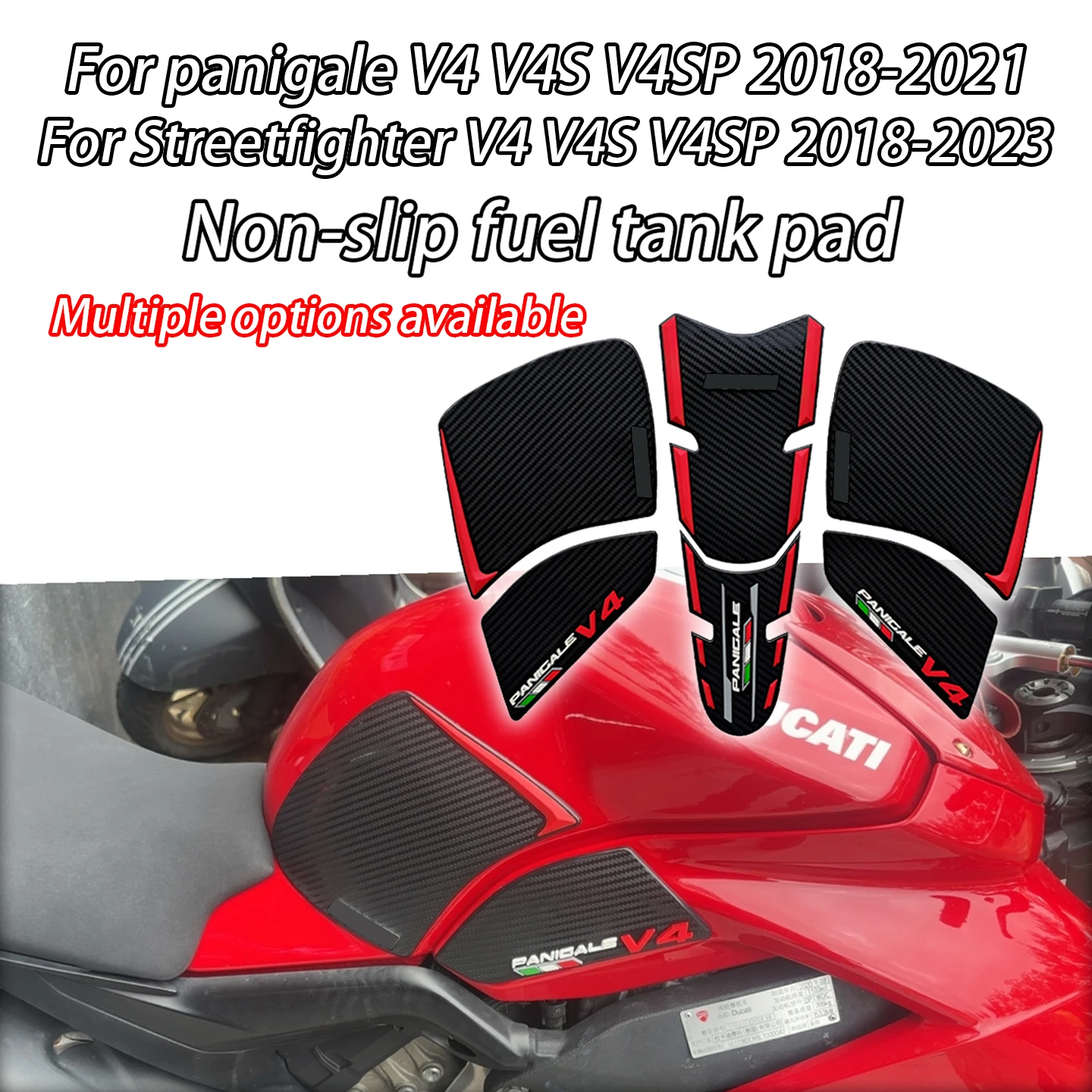 

For Ducati Panigale V4 V4S V4SP 2018-2021 Motorcycle Stickers 3D Rubber Non-slip Stickers Tank Grip Oil Tank Protective Stickers