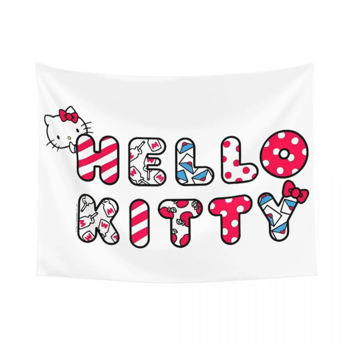 Official Hello Kitty Logo Retro Icons Tapestry Hippie Fabric Wall Hanging Room Decor Background Cloth Art Tapestries