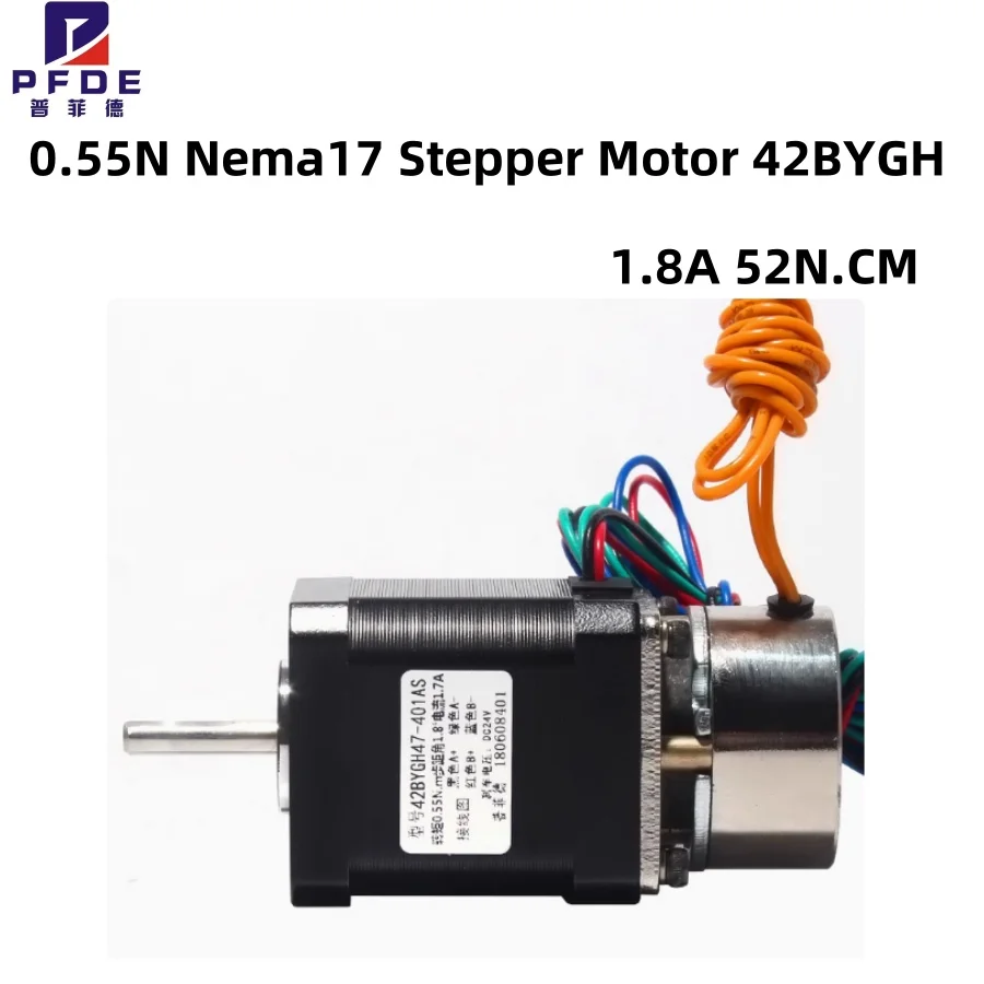 

Nema17 Stepper Motor 0.55N 42BYGH47-S 1.8A motor Double Shaft For 3D Printer Monitor Equipment With brake only motor