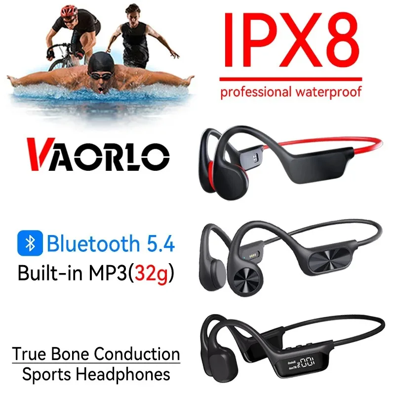 

Bone Conduction Headphones Bluetooth 5.4 Wireless Earphones IPX8 Waterproof Sports Headset built-in MP3(32G) Player for Swimming