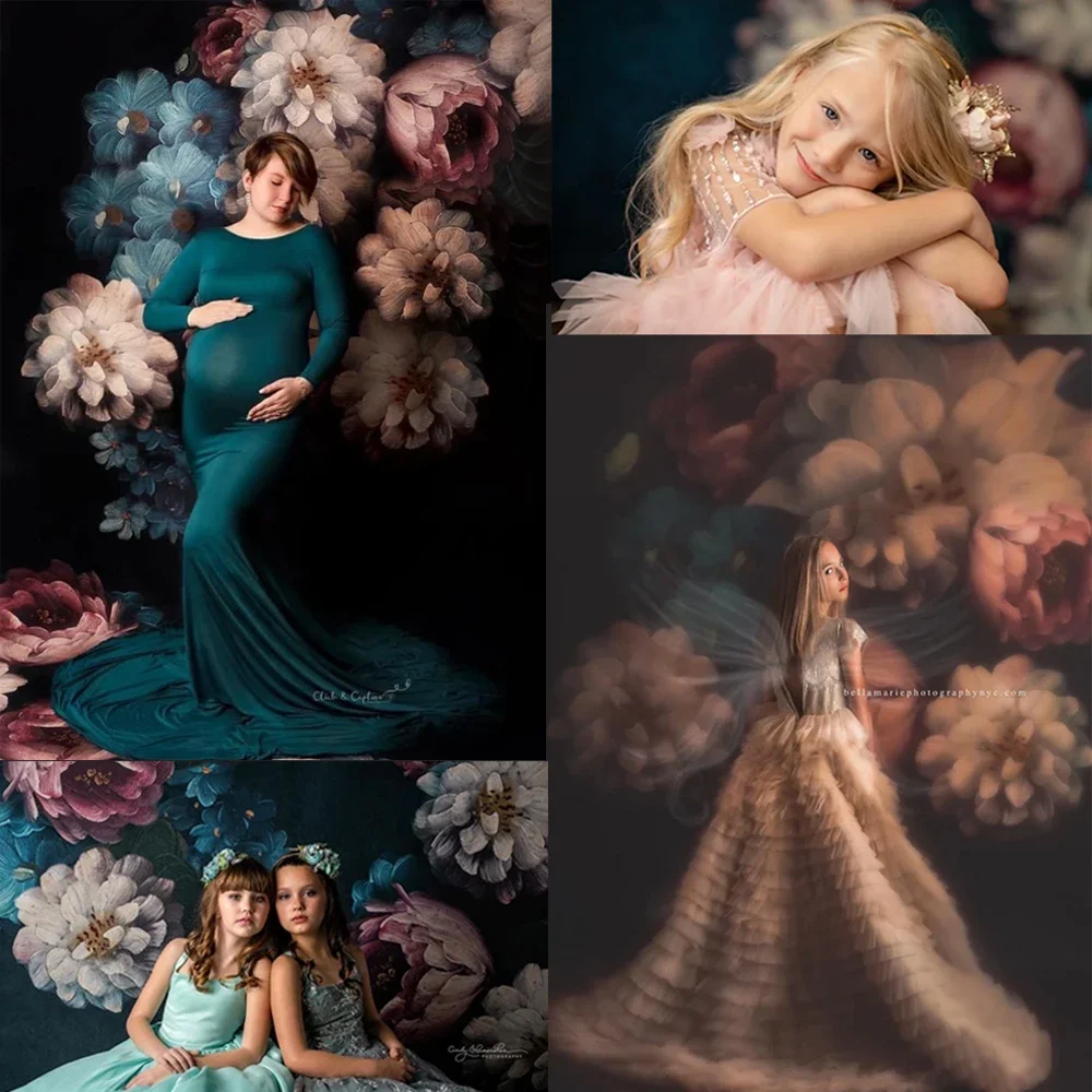 خلفيات تصوير زهور مرسومة يدويًا للفنية المثالية للنساء الحوامل والتقاط الصور لحديثي الولادة، دعائم صور للفتيات البالغات