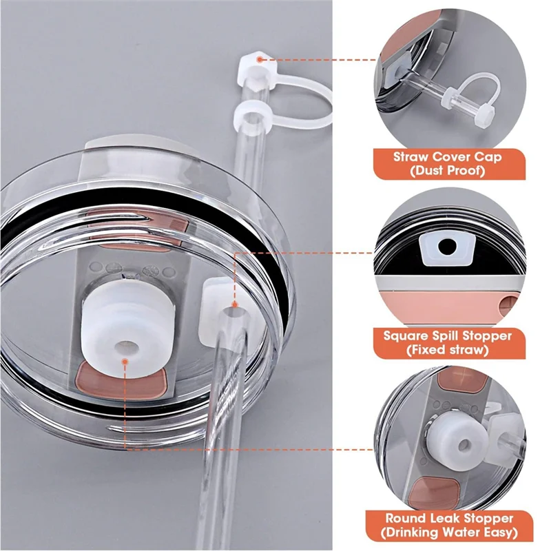 مجموعة سدادة تسرب جيدة-18 قطعة غطاء من القش سدادة تسرب شفافة-أبيض لسيارة ستانلي كوينشر H2.0 بهلوان Flowstate 40 أونصة 30 أونصة #4