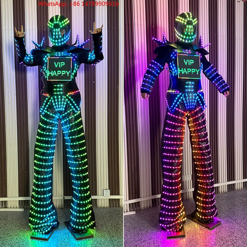 

LED Luminous Robot CostumeCreative Adult LED Glowing Robot Dance Peorce Costume Rechargeable Party Nightclub Luminous Costume