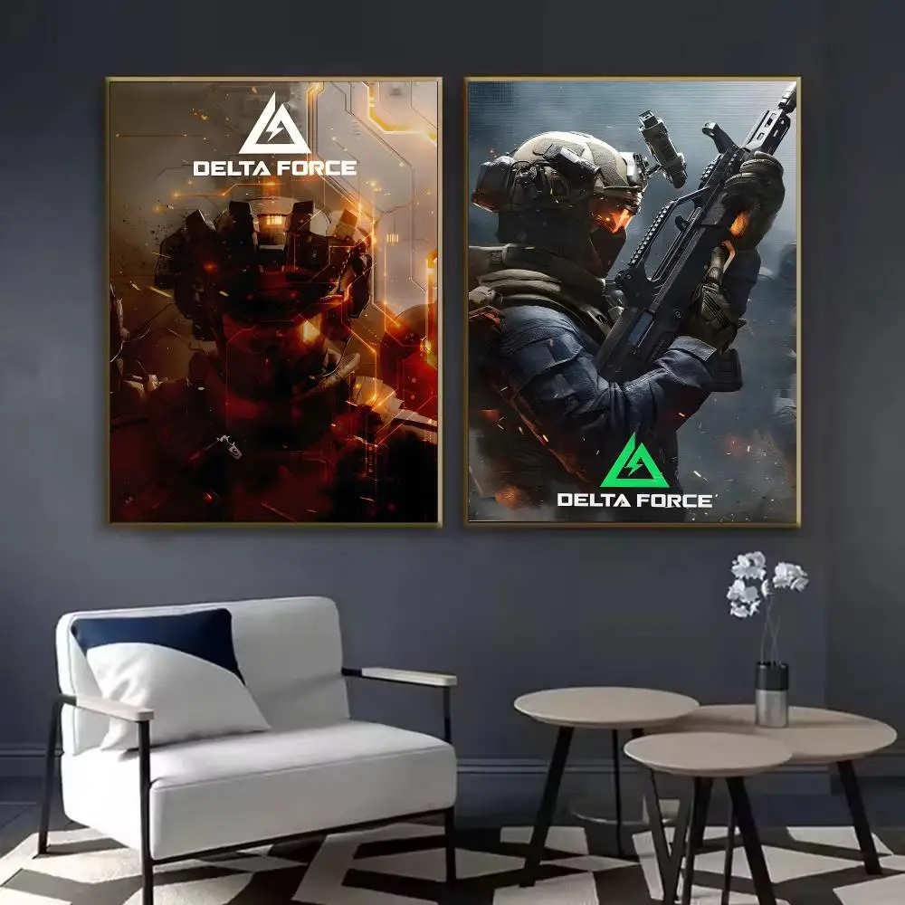 D-Delta F-Force Shooting Game Poster Waterproof Sticky Wall Art Print For Bedroom Living Room Hallway Bar Home Decor