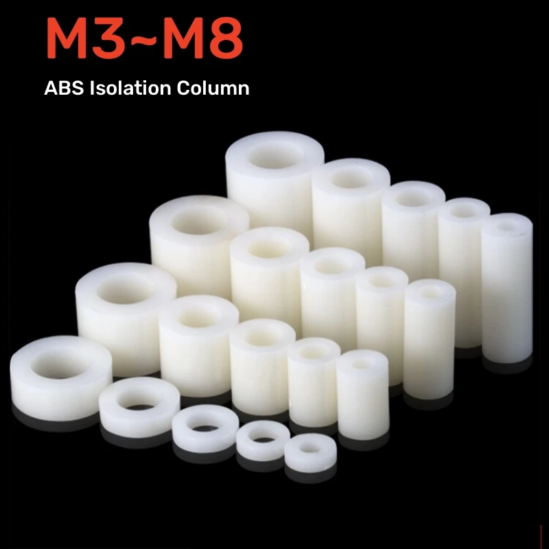 20~300Pcs M3 M4 M5 M6 M8 Nylon ABS Round Hole Insulation Isolation Column Plastic Cushion PC Board Elevate Gasket Ring L=2~50mm