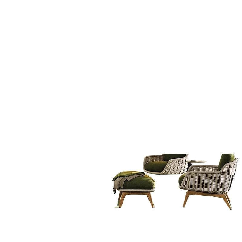 

High-end villa outdoor courtyard imported teak sofa, sales office hotel terrace outdoor rattan furniture