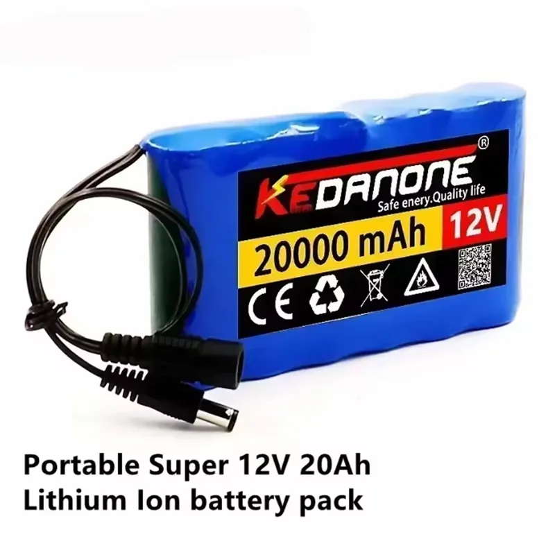 

12V 100Ah (3S2P 18650) Portable Large-Capacity Lithium-Ion Battery - With BMS Monitoring, Charger Included, Ideal for Audio
