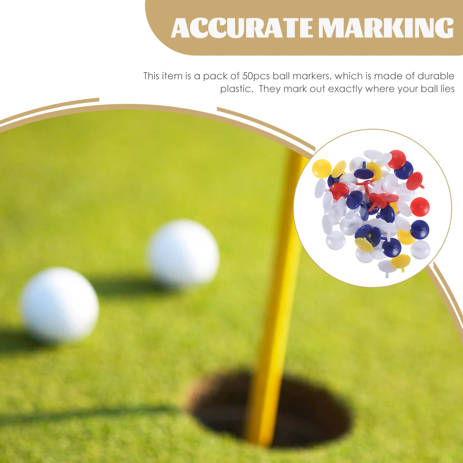 

50pcs Golf Ball Marker 0.71 Inch Plastic Round Shaped Assorted Color Durable Markers For Course Training Tools Accessories