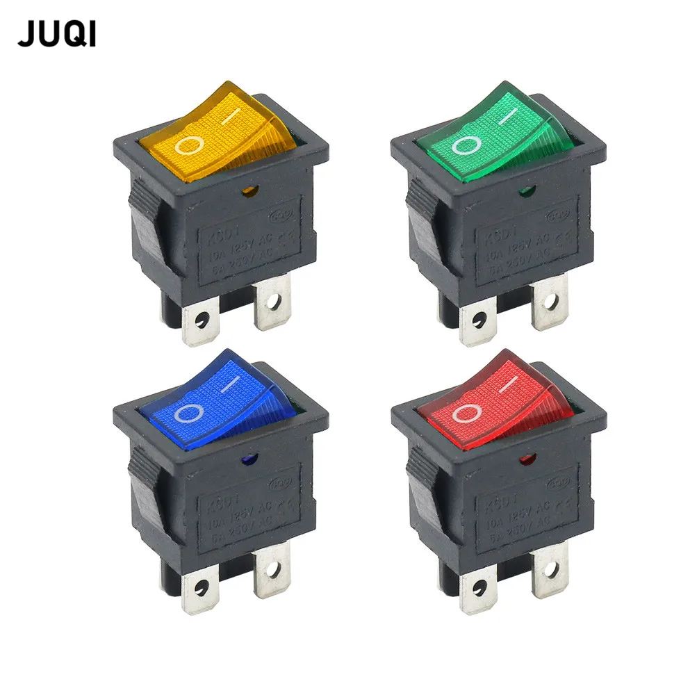 

1PCS KCD1 Rocker Switch 4Pin 2 position On-Off 6A/10A 250V/125V AC Power Switch Red Yellow Green Blue Button Switch