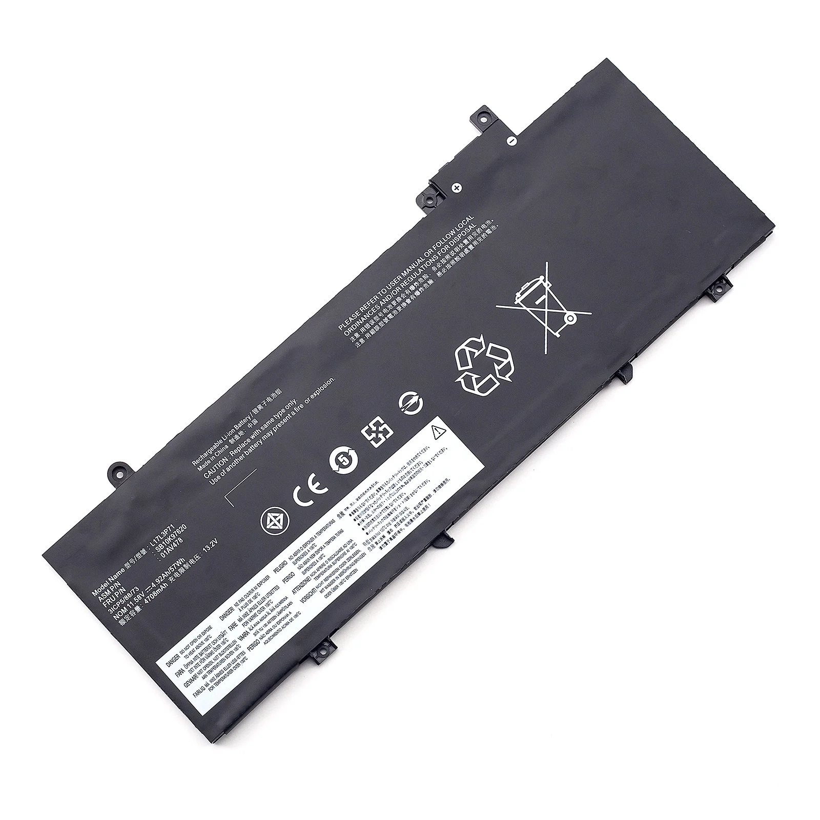 Bateria do portátil BVBH para Lenovo ThinkPad, L17L3P71, 11.58V, 57WH, Série T480S, 01AV478, SB10K97620, 01AV479, 01AV480, L17M3P71, L17S3P71, L17S3P71