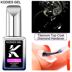 KODIES GEL Titanium Top Coat UV Gel Nail Polish 15ML Clear Diamond Hard Semi Permanent UV Chip Resistant Finish Gellak No Wipe