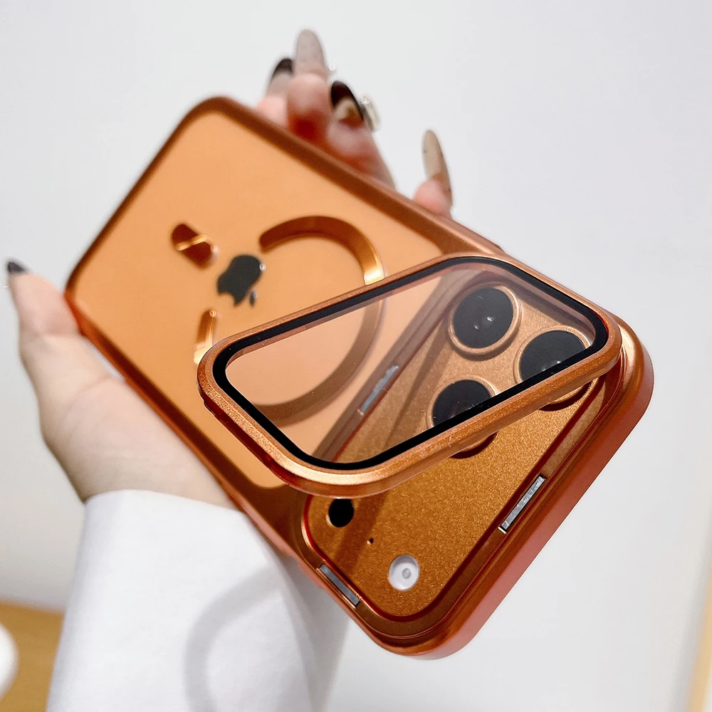

Роскошный чехол-подставка для камеры, чехол для телефона для iPhone 17 17Pro 17 Pro Max для Magsafe, защитный Чехлы для объектива из магнитного стекла, чехол iphone 17 pro max