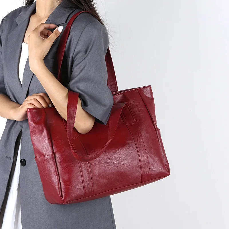 

New Large Capacity Women's Handbag PU Leather Retro Shoulder Bag Casual Commuting Crossbody Bag