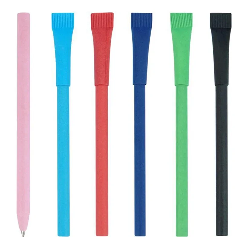 36Pcs Wholesale new eco-friendly paper tube kraft paper reel pen full paper tube plastic-free ballpoint pen