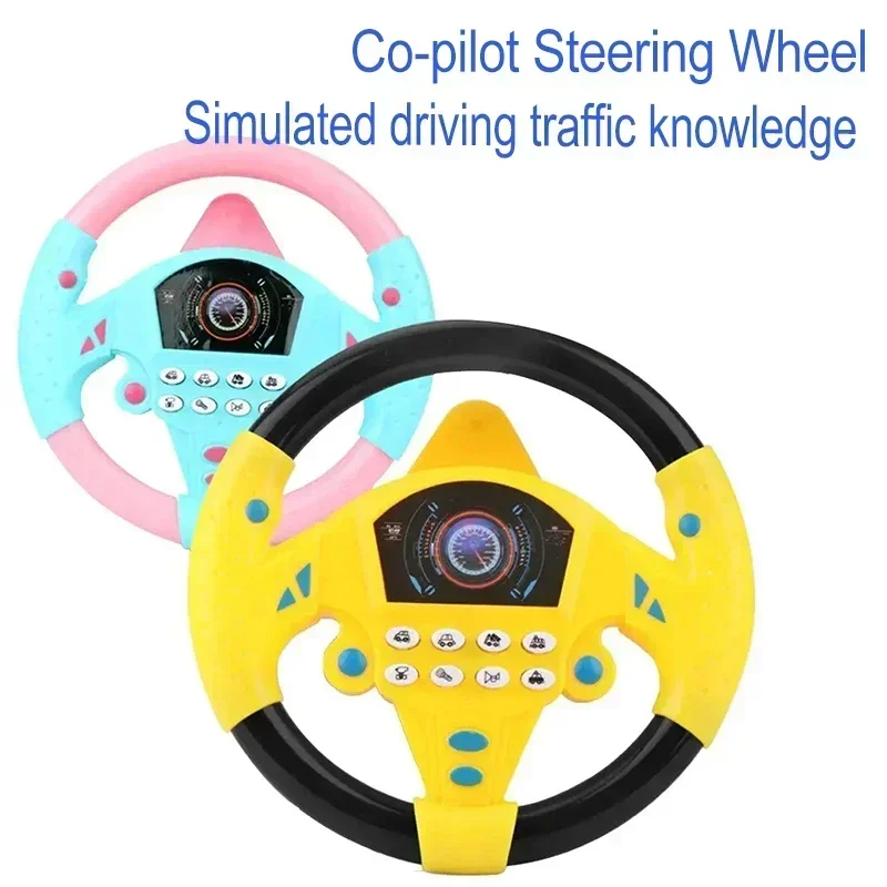 Simulation Copilot Steering Wheel Kid Simulate Driving Car Eletric Driving Vocal Toys with Lights Sound Vocal Musical Stroller