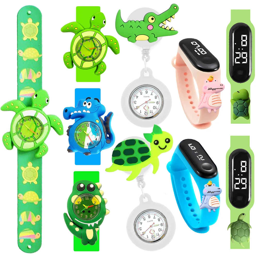 Lovely Turtle Crocodile Cartoon Kids Watch Birthday Gift For Boys Girls 2026 Hot Sell Children's Wristwatch Slap Bracelet