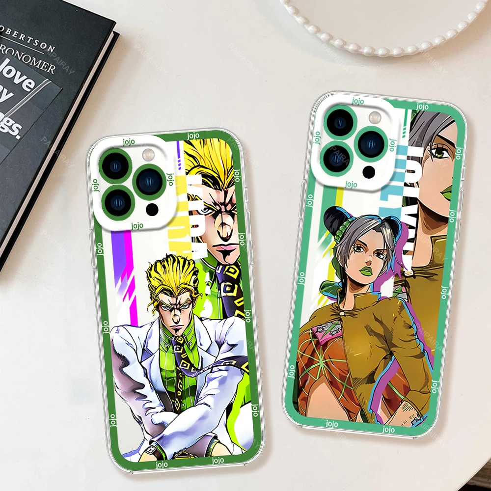 

Bilibili J-JoJos BB-izarre A-Adventure Phone Case for iPhone 12 11 13 14 15 16 Max Pro Plus Transparent Bezel Cover