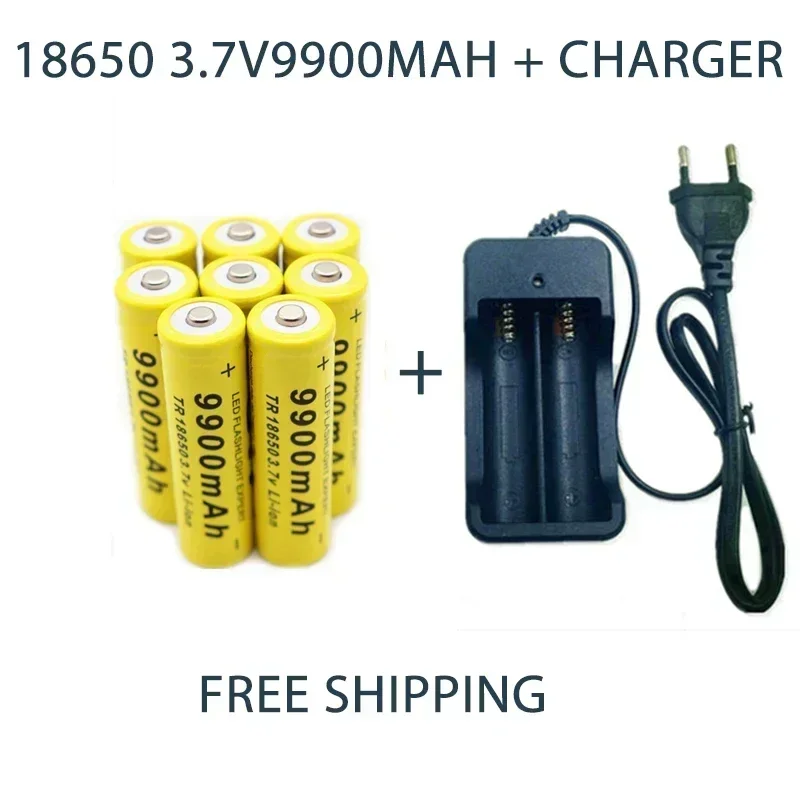 New Fast charging 3.7V 18650 9900mAh rechargeable battery high capacity lithium-ion Battery for flashlight Toy battery+charger