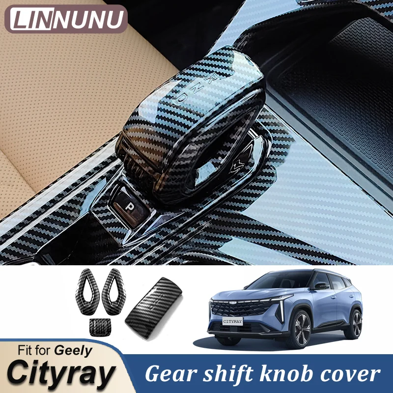 

LINNUNU For Geely Cityray Car Styling Gear Shift Knob Cover Shift ABS Sticker Decor Auto Modified Gear lever cover Accessories