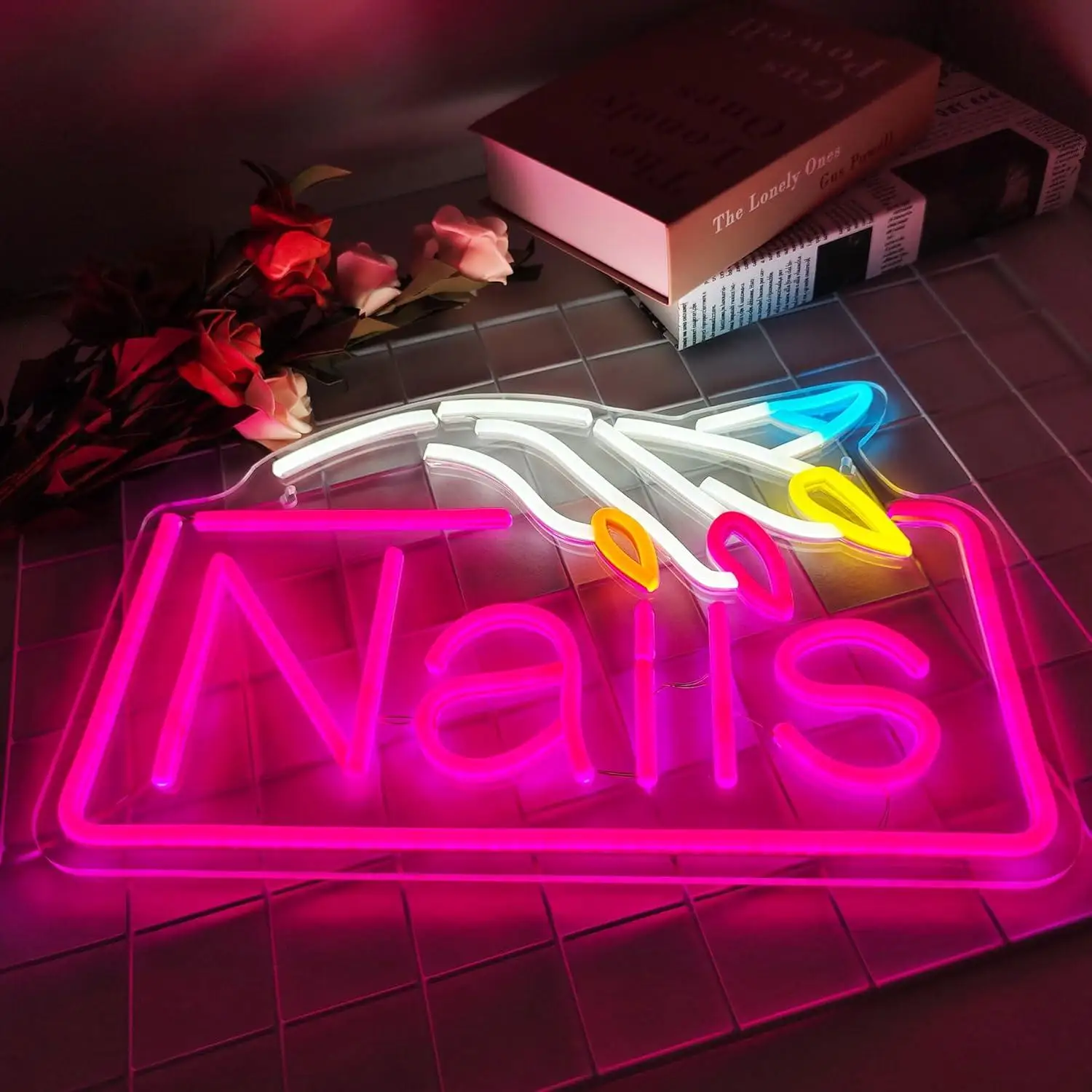 Letreiro Neon para Unhas com LED USB Regulável, Luzes de Neon para Salão de Beleza, Loja de Unhas, Vitrine, Decoração de Parede e Letreiros Luminosos
