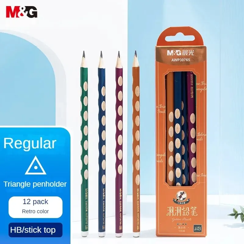 M&G Hole Pencils, Students' Special Large Triangle Pole Posture Pencils 12 Pcs/box