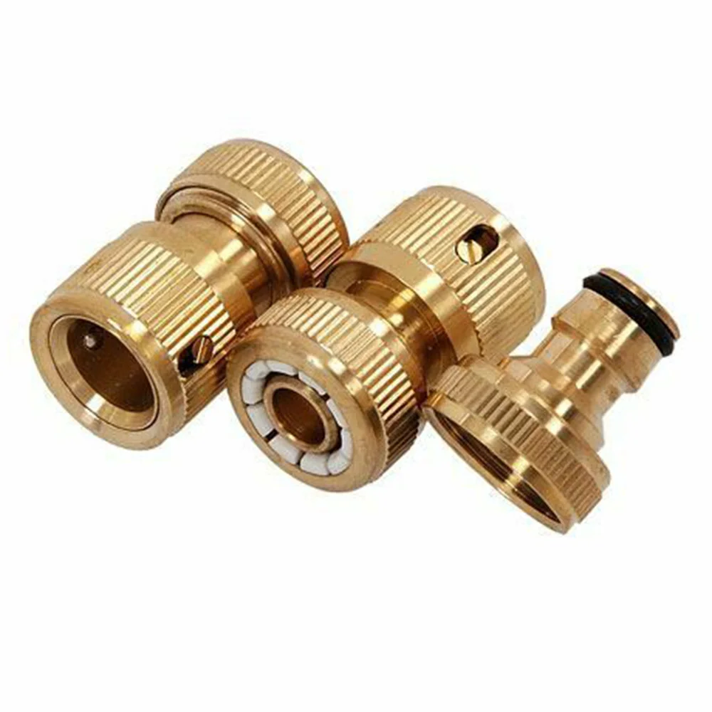 

3Pc Brass Quick Connector Tap Set Garden Kit Water Hose Lock Fitting Tool High Precision Engineered Denting Resistance
