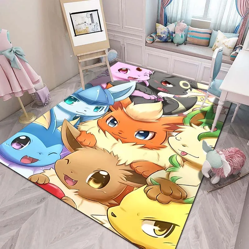 Pokémon Pikachu Eevee Print Carpet Children's Room Bedside Soft Non-slip Floor Mat Game Crawling Rugs Home Decor Sofa Door Mat