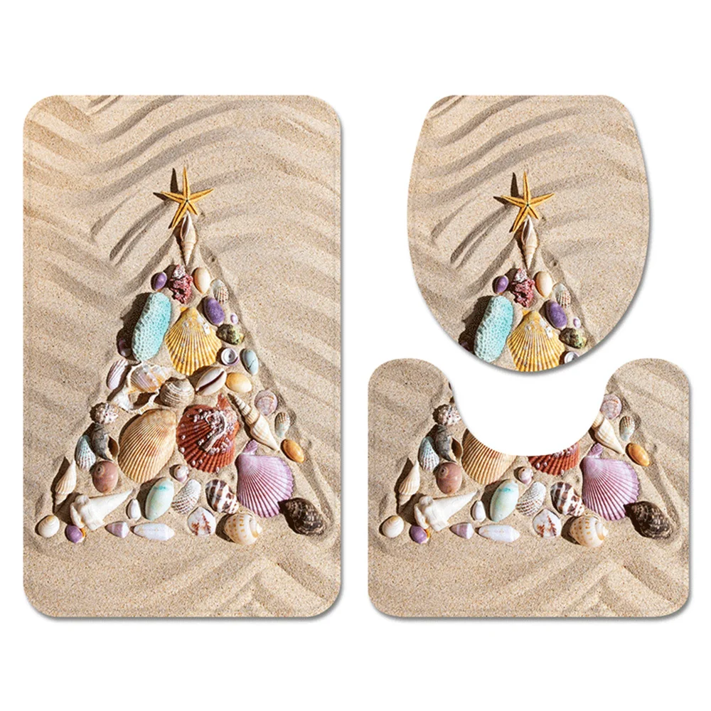 

Beach Shell Pattern Creative Printed Bathroom set Bathroom non-slip Carpet Floor mat Toilet Mat Decoration Super soft Absorbent