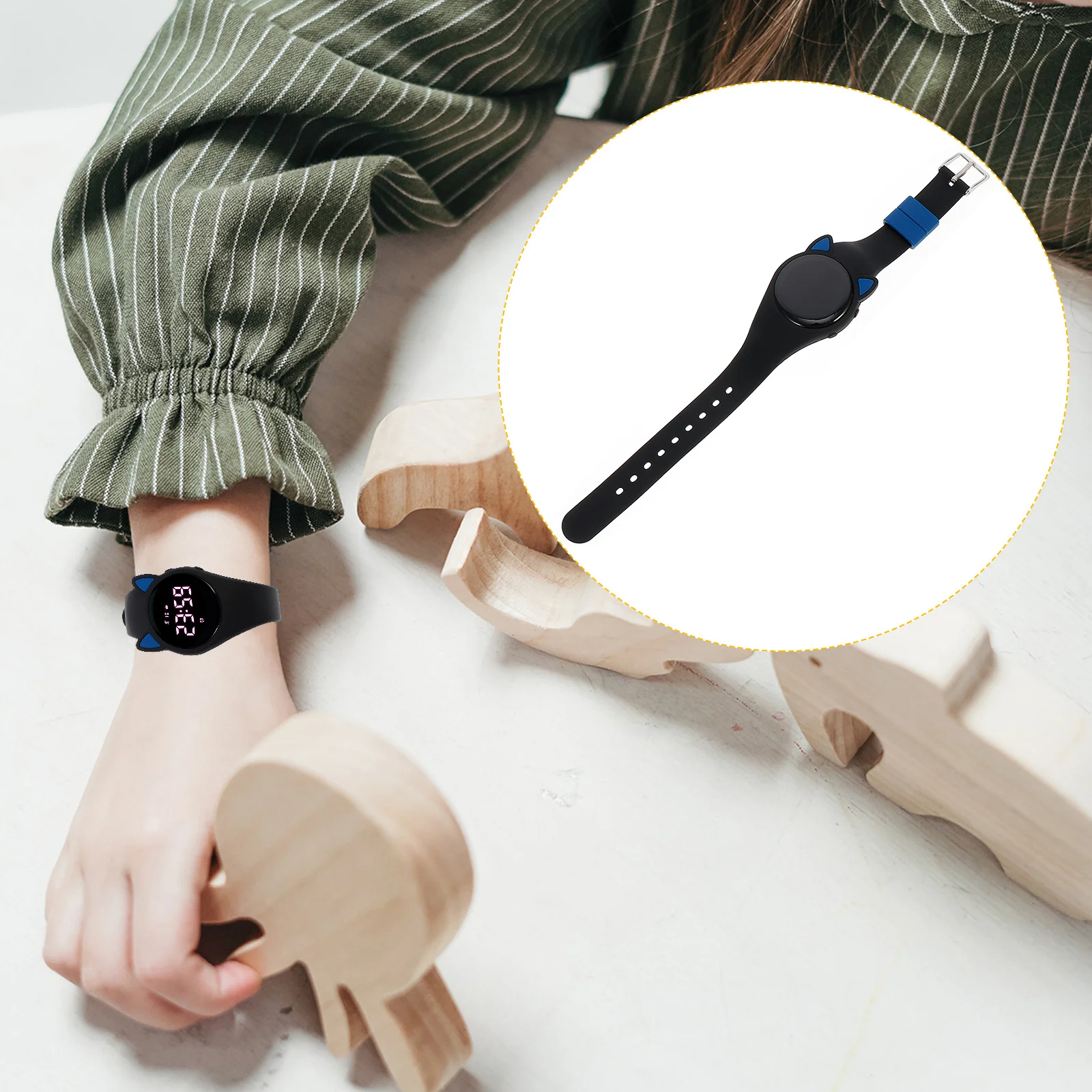 Sports Watch Digital Electronic Luminous Waterproof Adjustable Strap Multifunctional Student Wristwatch