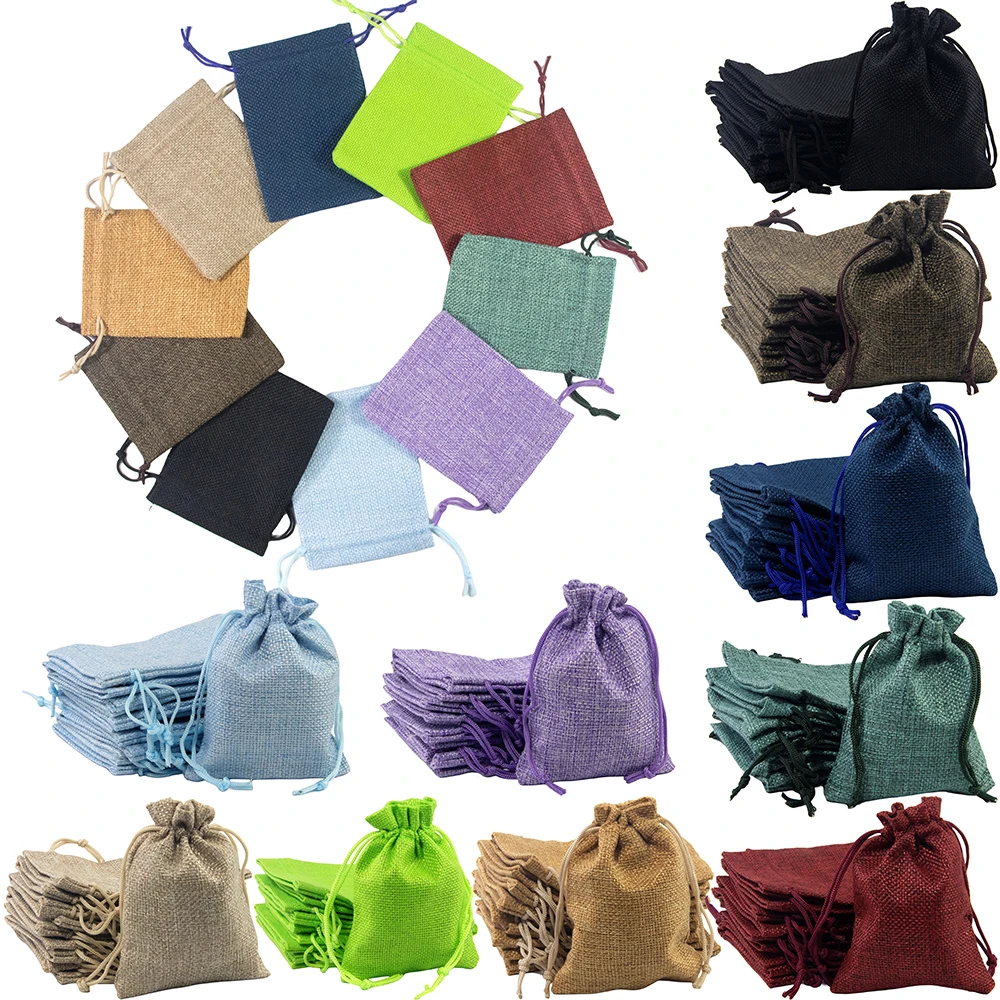 Burlap Gift Drawstring Bags 10pcs Linen Dice Dice Bag for Christmas Gifts Bag, Jewelry Packaging Bags,party or Household Use