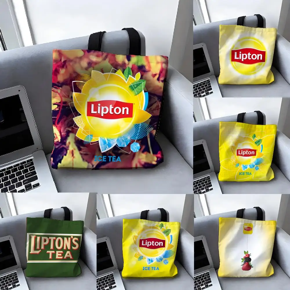 Bolsas de Almacenamiento Tea for All Lipton-L, Bolsa de Hombro de Lona Versátil de Gran Capacidad, Bolsa Tote Casual Versátil para Mujer
