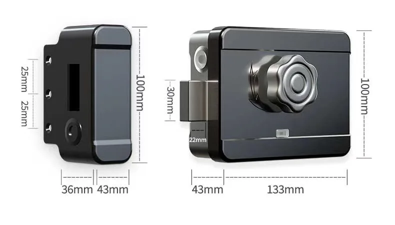 Inteligente Touch Screen Rim Locks, Maçaneta Digital, Black Fingerprint Gate Lock, Wi-Fi remoto