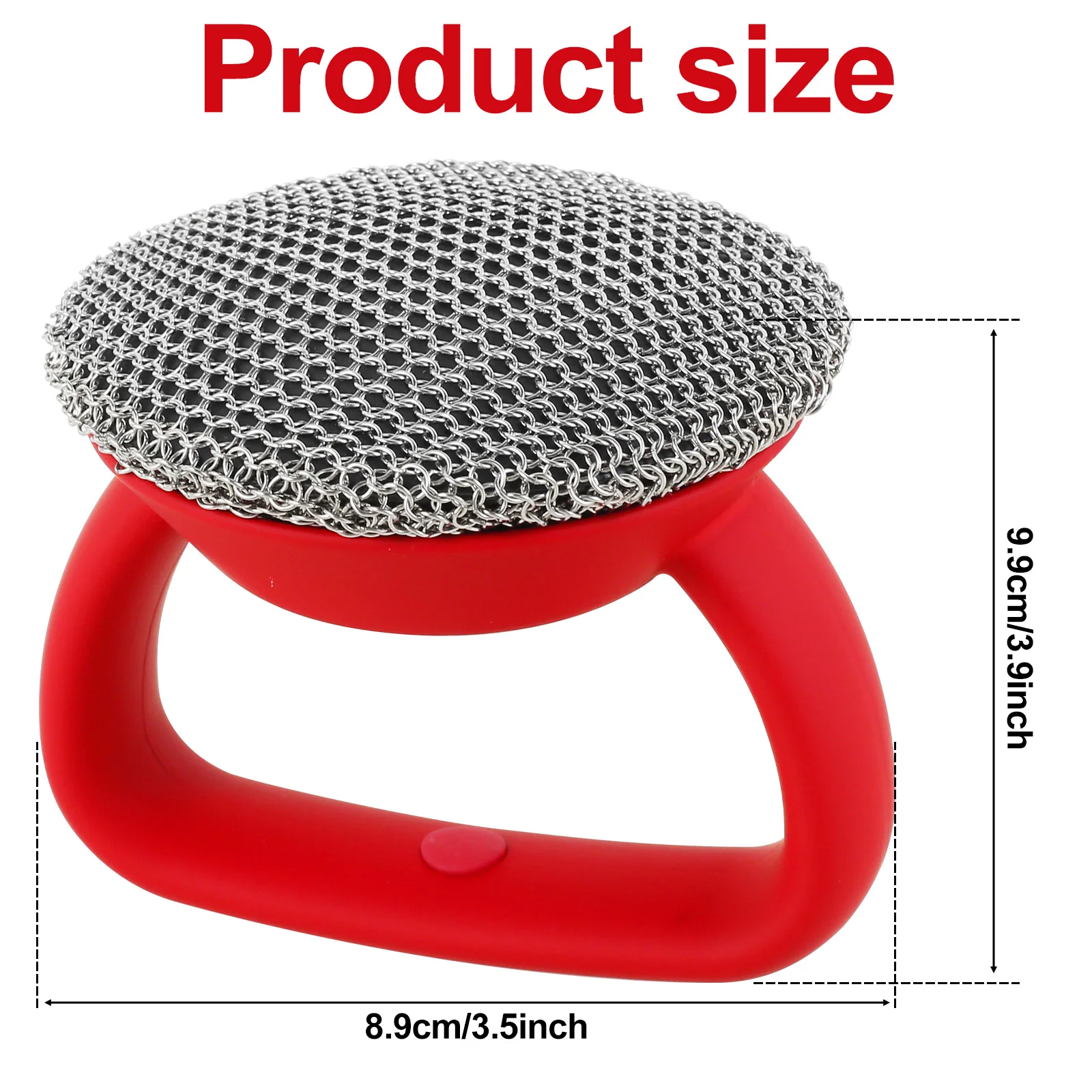 Cast Iron Scrubber Stainless Steel Round Chainmail Scrubber Brush Anti-Rust Cleaning Pots Tool to Clean Cookware Frying Pans